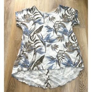 Terzo Millennio Italy Linen Tropical Leaf Print Blouse Women S Resortwear Luxury
